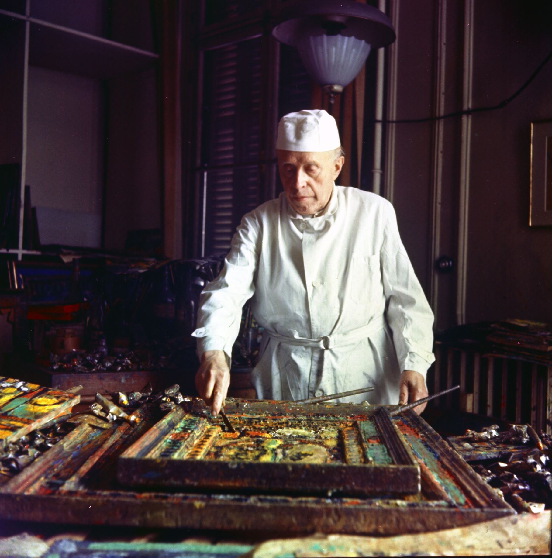 Georges Rouault in his studio, 1953. Photo by Yvonne Chevalier. Fondation Georges Rouault. &copy;️ 2025 Artists Rights Society (ARS), New York / ADAGP, Paris.
