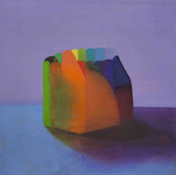 Tom Climent, Light Bothy, oil & plaster on board, 31.5 x 31.5cm