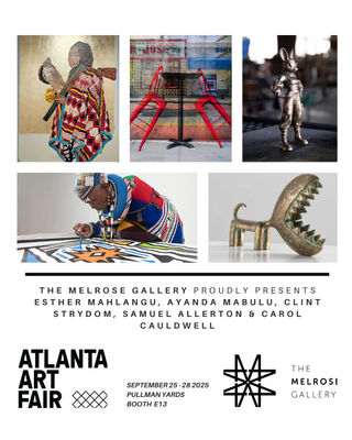 Ayanda Mabulu, Clint Strydom, Carol Cauldwell, Esther Mahlangu and Samuel Allerton featured at The Melrose Gallery booth at the Atlanta Art Fair