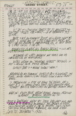Indiana's journal page for April 23, 1962, it contains only text, no sketches. A few words are underlined in color
