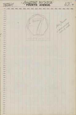Indiana's journal page for February 7, 1962; the page contains minimal text and a rough sketch of the painting Polygon: Heptagon