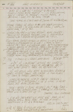 Indiana's journal page for August 8-9, 1963; it contains only text, no sketches