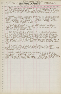 Indiana's journal entry for January 1, 1963; text covers just over half of the page; there are no sketches