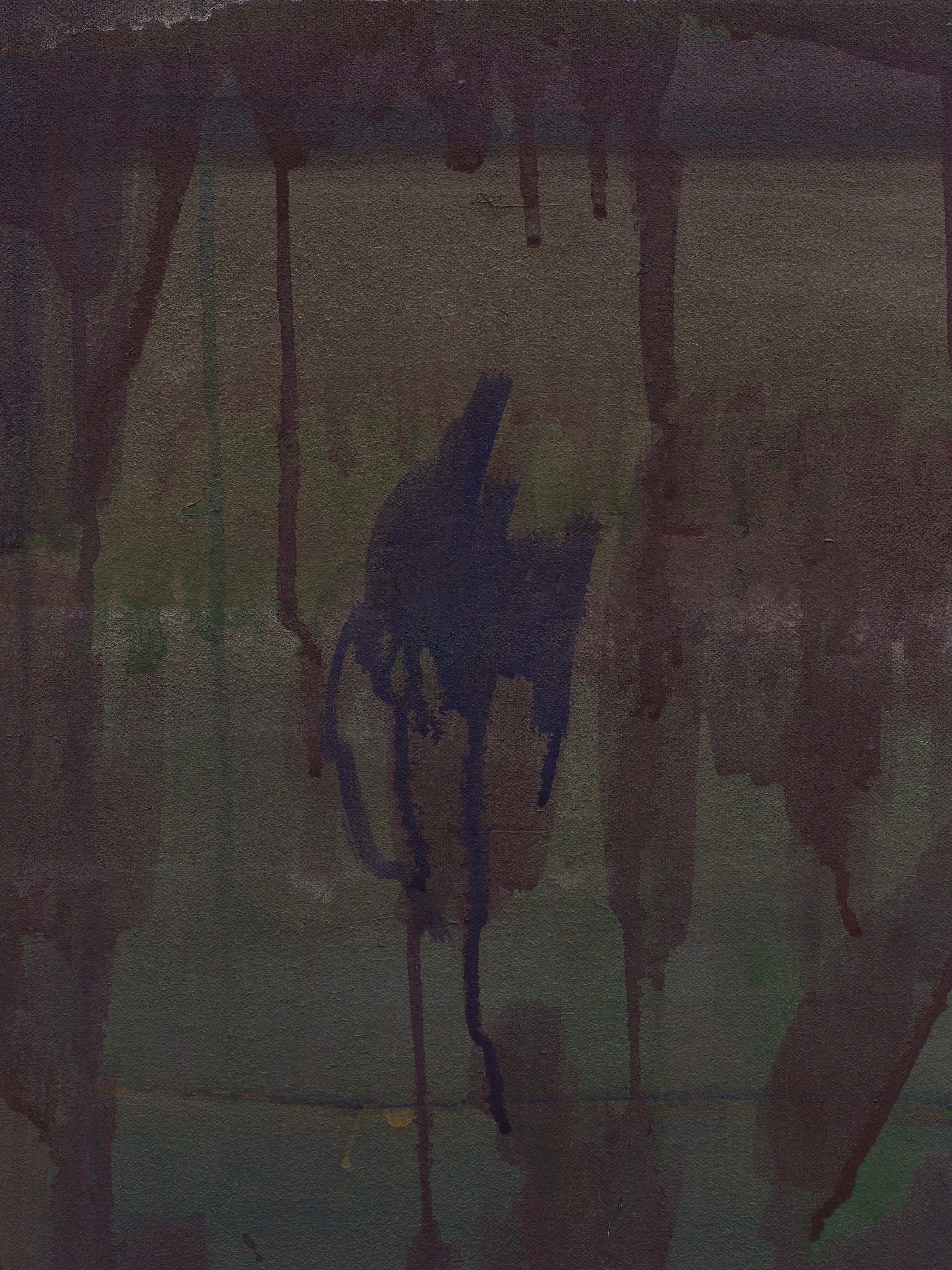 Detail of dripping paint in Catherine Fairbanks' "The Nurse Meets the Tree in the Lake"