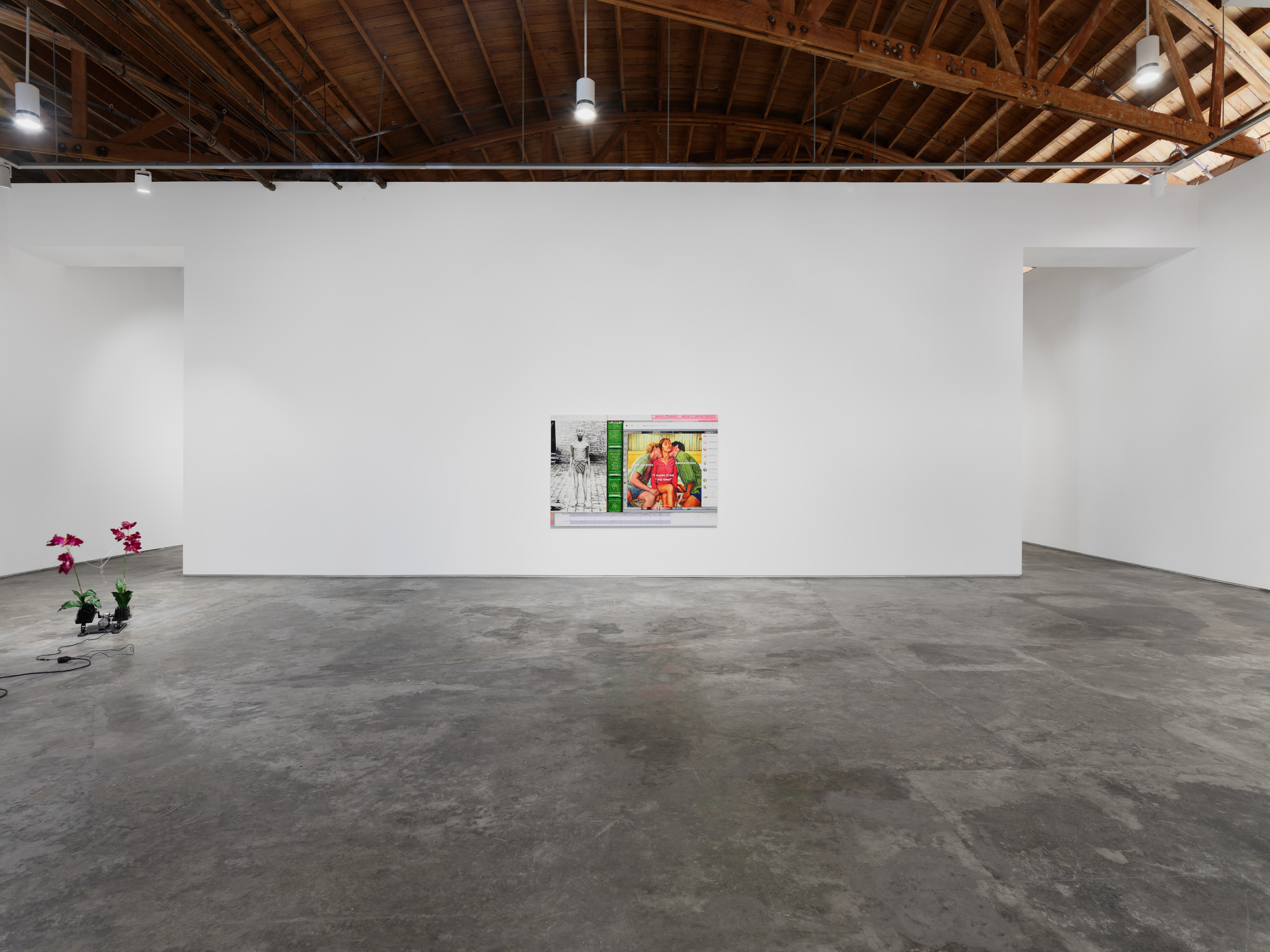 Installation view of "Factory Doomscroll" at Night Gallery