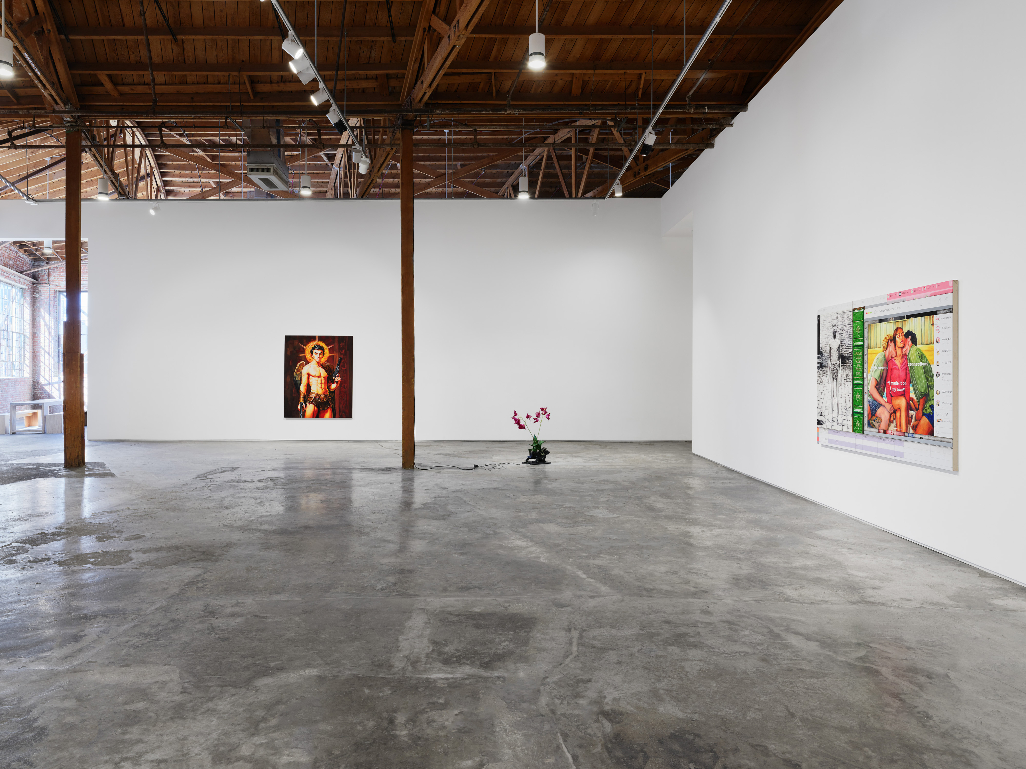 Installation view of "Factory Doomscroll" at Night Gallery