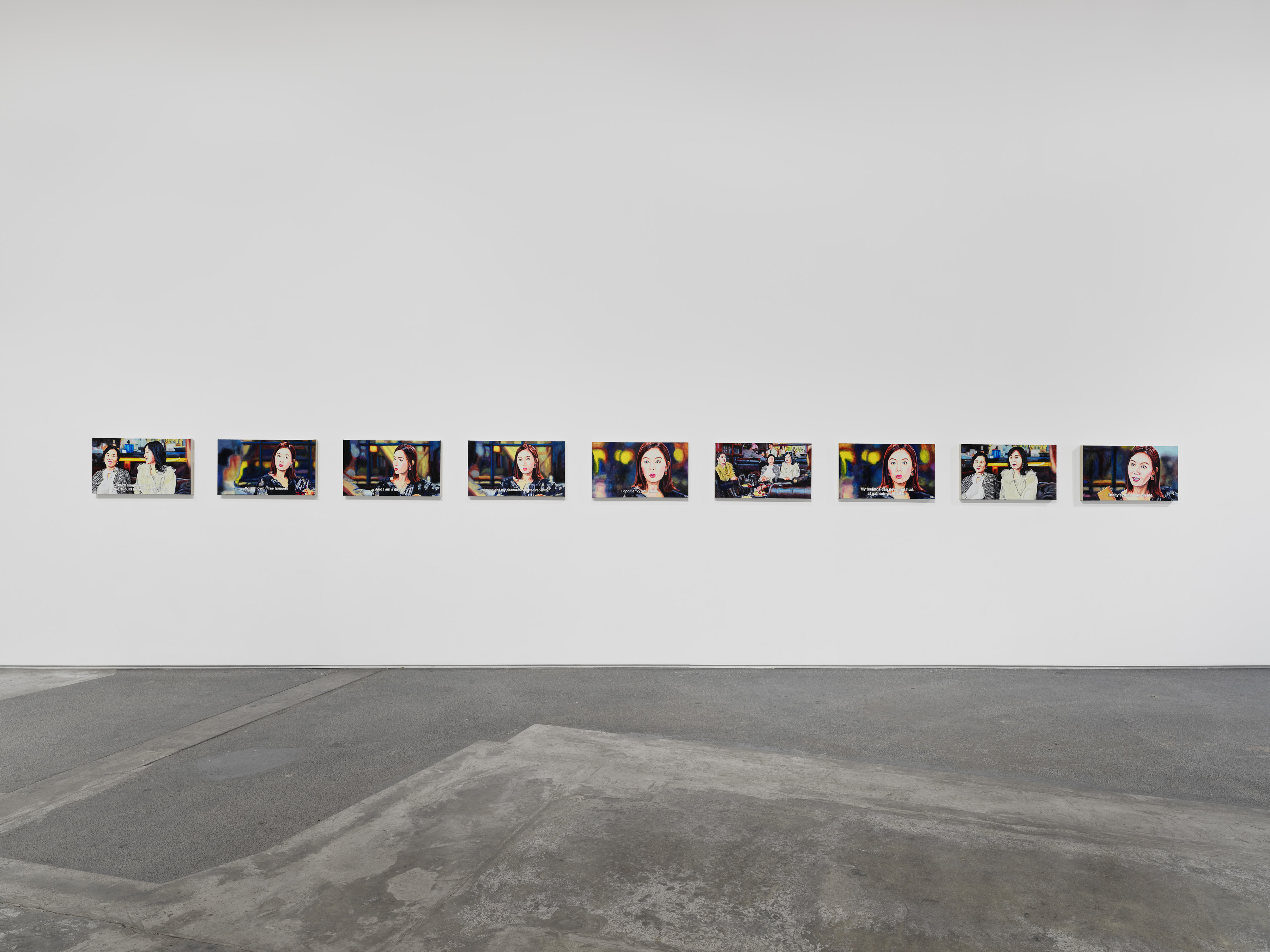 Installation view of "Factory Doomscroll" at Night Gallery