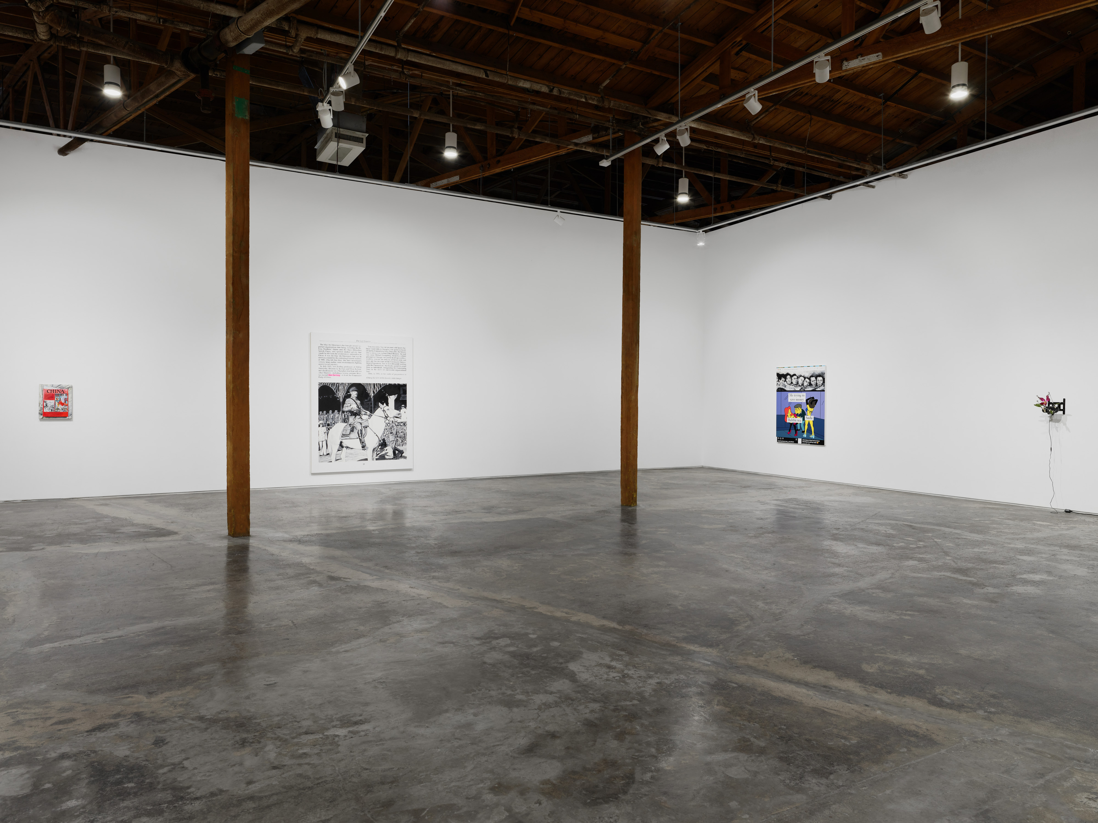 Installation view of "Factory Doomscroll" at Night Gallery