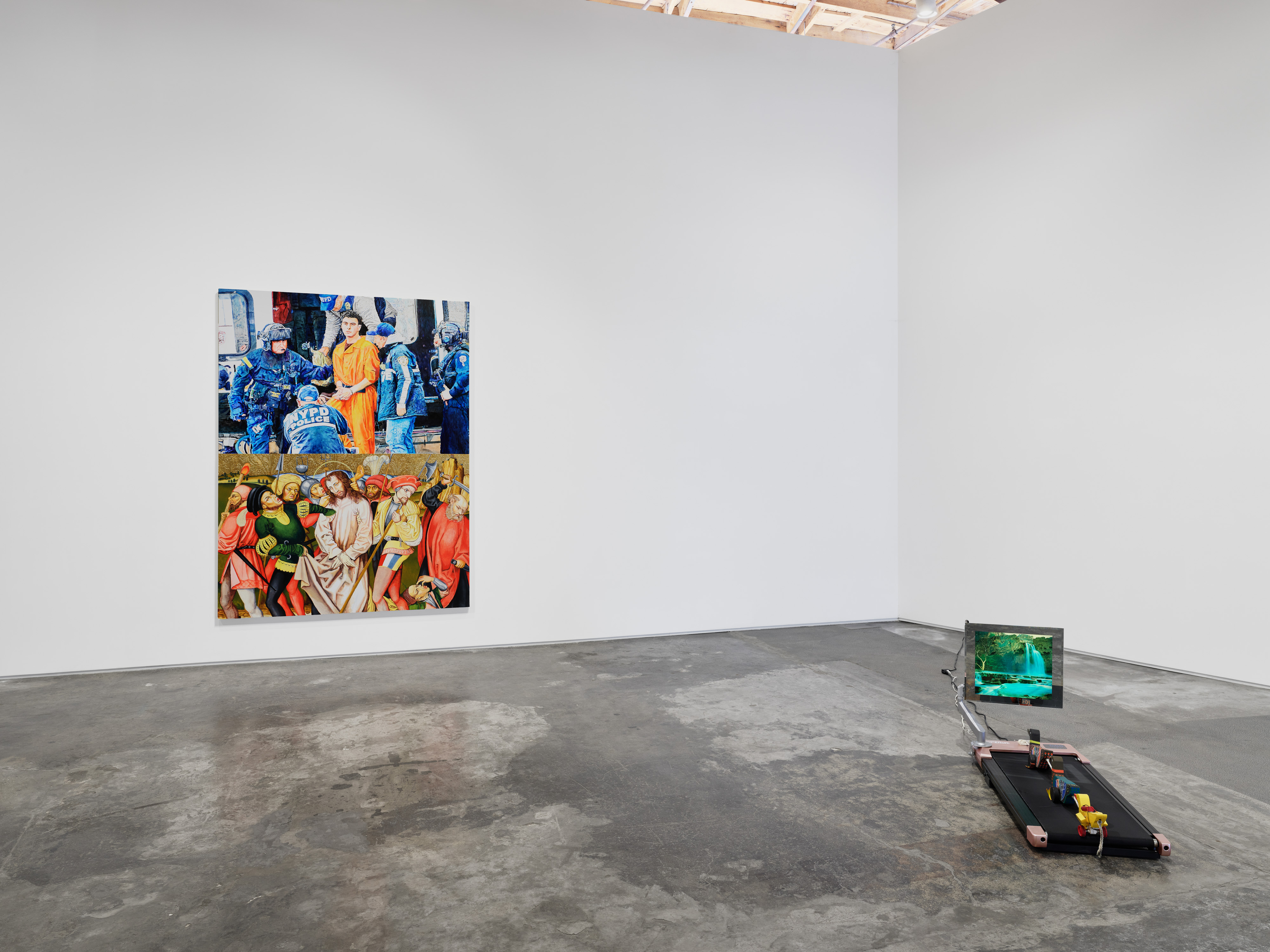 Installation view of "Factory Doomscroll" at Night Gallery