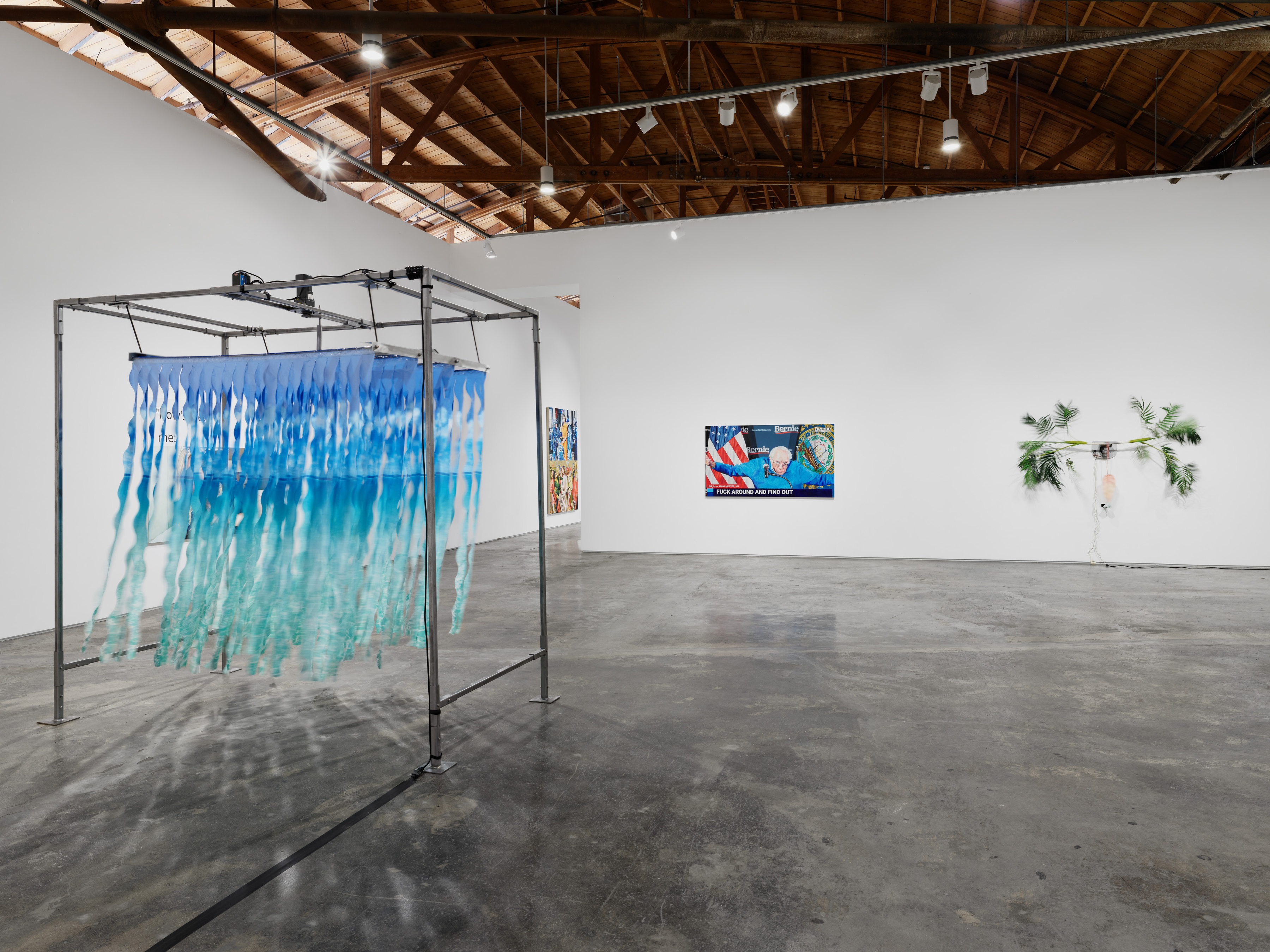 Installation view of "Factory Doomscroll" at Night Gallery