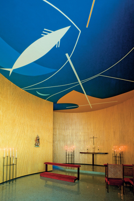 athos bulcão, frescoed ceiling and lithurgical objects, 1958