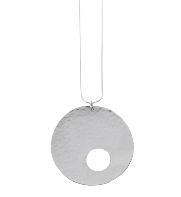 Limited Edition Sterling Silver Gong Style Pendant Designed by Harry Bertoia