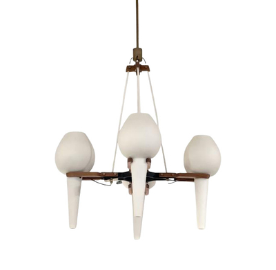 Opaline Suspended Four Glass Pendant Chandelier