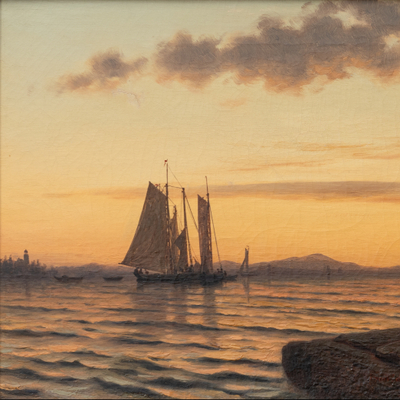 William Frederick De Haas (1830–1880). Along the Coast of Maine. Oil on canvas, 15 x 27 in. (detail)