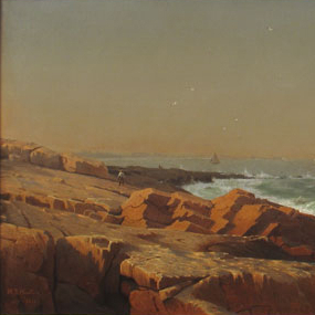 William Stanley Haseltine (1835–1900). Rocks at Halibut Point, Cape Ann. Oil on canvas, 18 1/8 x 32 1/4 in. (detail)