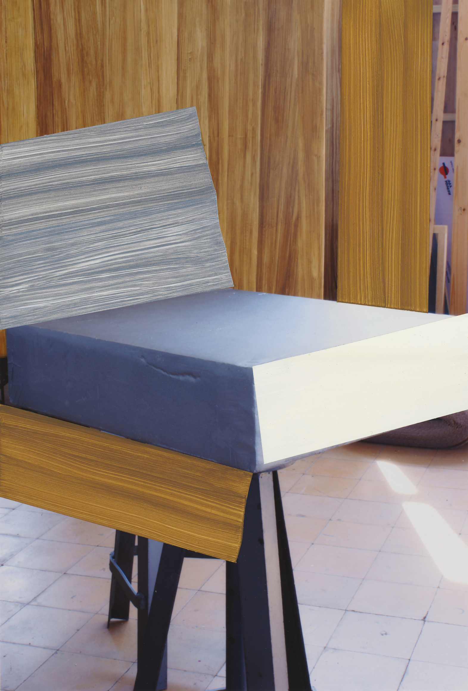 Pello Irazu, Modes of Reality 2, 2025. Acrylic paint on photograph, 15 3/4 x 10 inches.