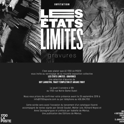 Les États limites : gravures. Ariane Fruit, Guy Langevin & Tracy Templeton