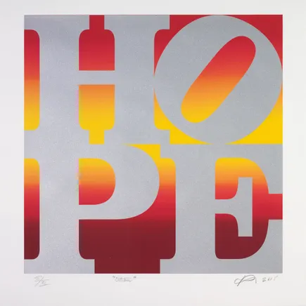 Robert Indiana, October (Silver over Red/Orange/Dark Red Blend), 2015