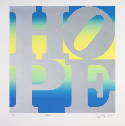 Robert Indiana, September (Silver over Blue/Yellow/Blue Blend), 2015