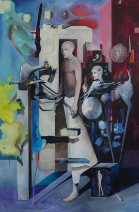 Image of Oriano Galloni's "Cammino Nell'Universo (Path in the Universe)" mixed media on canvas artwork