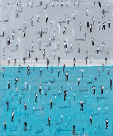 "Viele Eizelne" oil on canvas painting by artist Thomas Hartmann