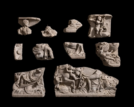 Roman fragments from a Nereid sarcophagus, c.190-200 AD