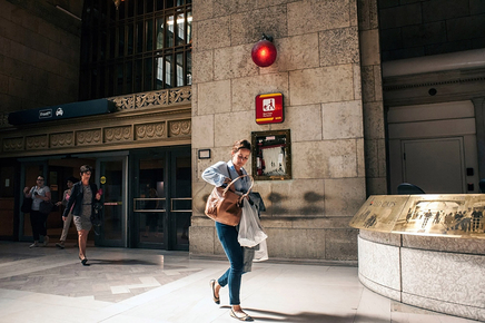 Larry Towell, Union Station, Toronto, Canada [Commuter by Red Cap Desk],, 2013