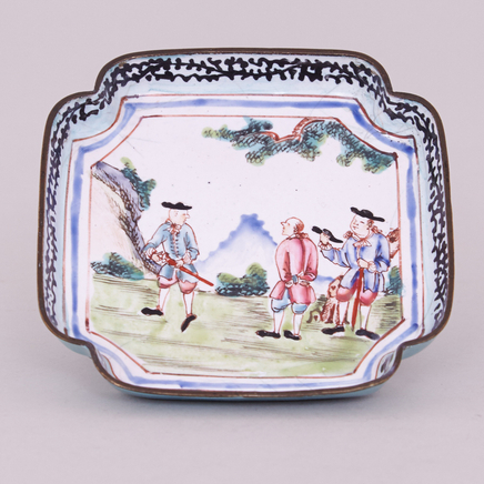 A CHINESE CANTON ENAMEL SQUARE TRAY, Qianlong (1736 – 1795)