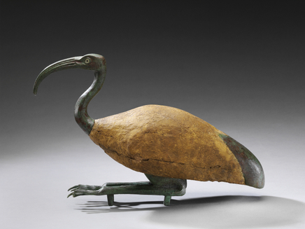 Egyptian seated ibis Late Period - Ptolemaic Period, c. 664-30 BC Wood and bronze Height 42 cm