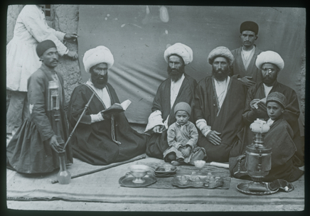 Ernest Hoeltzer , Mujtahid with Mulla taking tea from samovar, Late 19th Century