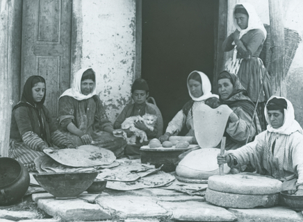Ernest Hoeltzer , Nestorians grinding corn and making bread, Late 19th Century