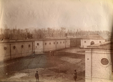 Antoin Sevruguin, Terminal buildings for the Tehran to the shrine of Abdul Aziz, Rey railway, Tehran, Late 19th Century