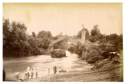 Antoin Sevruguin, The Safavid bridge and tower on route to Rasht, Late 19th Century