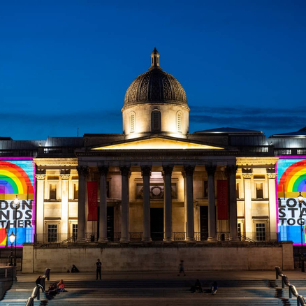 Peter Blake's artwork projected onto National Gallery