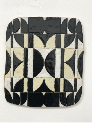 Kevin Uma&ntilde;a, How Many Times to Break Up The Moon, 2025. Glaze on ceramics, 12 1/4 x 10 3/4 x 1/2 inches.