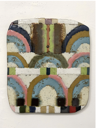 Kevin Uma&ntilde;a, The Clothesline Appearing as Aqueducts, 2025. Glaze on stoneware, 12 5/8 x 10 7/8 inches.