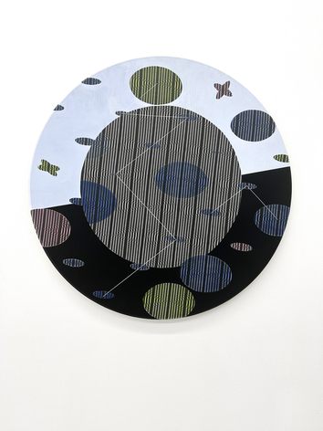 Janet Jones | Sonic Boom |&nbsp;Acrylic and gouache on printed canvas | 48 x 48 inches | 2023