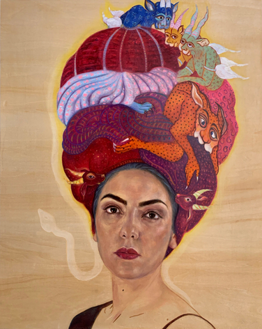 Crowded Crown,&nbsp;2020, Oil on wood panel