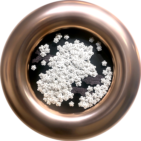 Nothing forever_B4, 2021, Paper buttons, crystals, beads, Plexiglass on LED lights&nbsp;