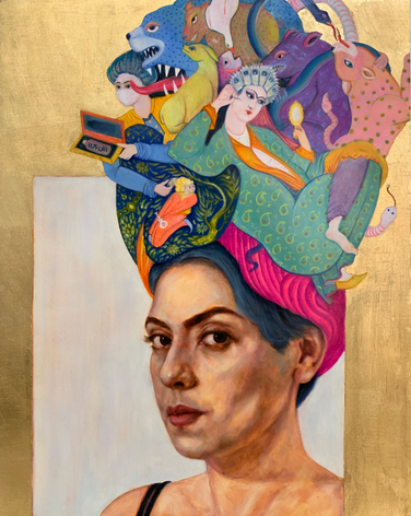 Pandemic (Crown Series),&nbsp;2020, Oil and gold leaf on wood panel