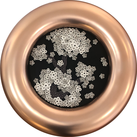 Nothing forever_B2, 2021, Paper buttons, crystals, beads, Plexiglass on LED lights&nbsp;