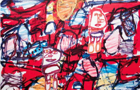 JEAN DUBUFFET, Site Al&eacute;atoire Avec 2 Personnages, 1982