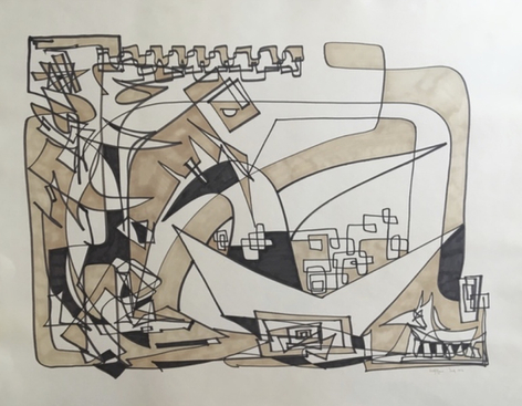 Egyptian Wedding, 1972, Felt pen on paper