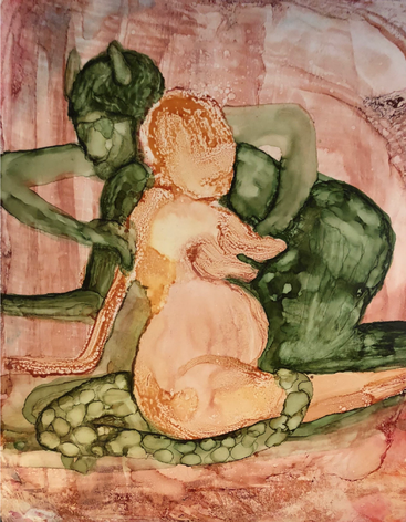 Monster with Glasses,&nbsp;2019, Ink and watercolor on paper