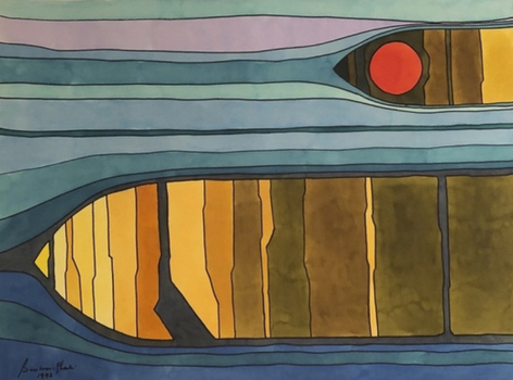 Underwater, 1993 Pen, ink &amp;amp; water colour on paper