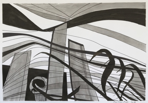 Untitled, 2018, Pen, china ink and felt on paper