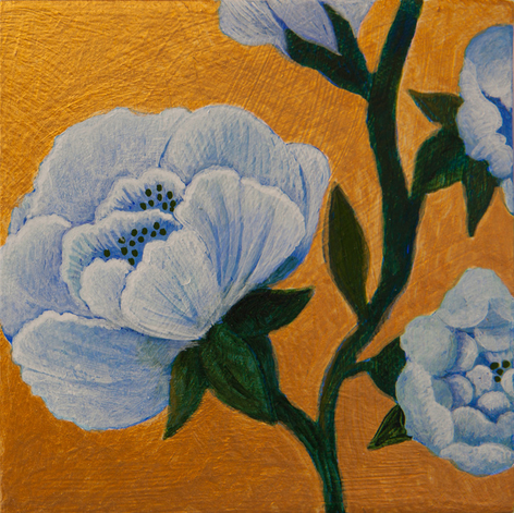 Atieh Sohrabi, Blue on Gold, 2025