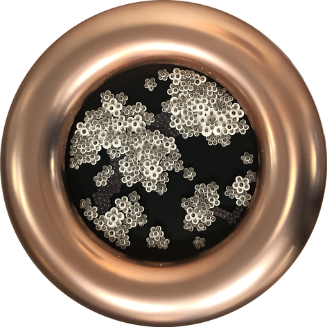 Nothing forever_B3, 2021, Paper buttons, crystals, beads, Plexiglass on LED lights&nbsp;