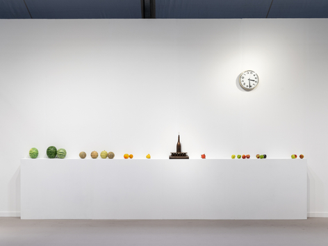 Installation view: Alicja Kwade,&nbsp;Fruit of Labor, Frieze Los Angeles, 2026, 303 Gallery, Booth B20. Photo: Ed Mumford