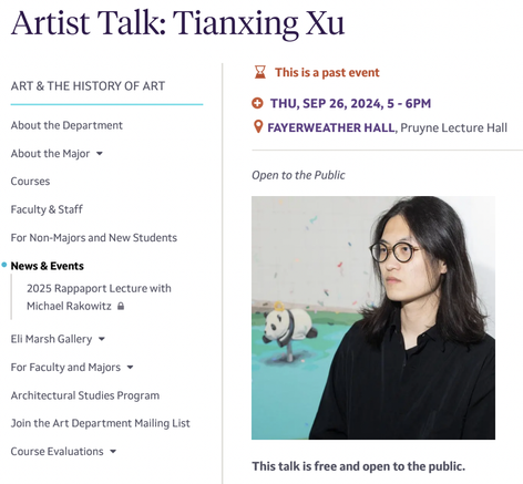 Artist Talk: Tianxing Xu